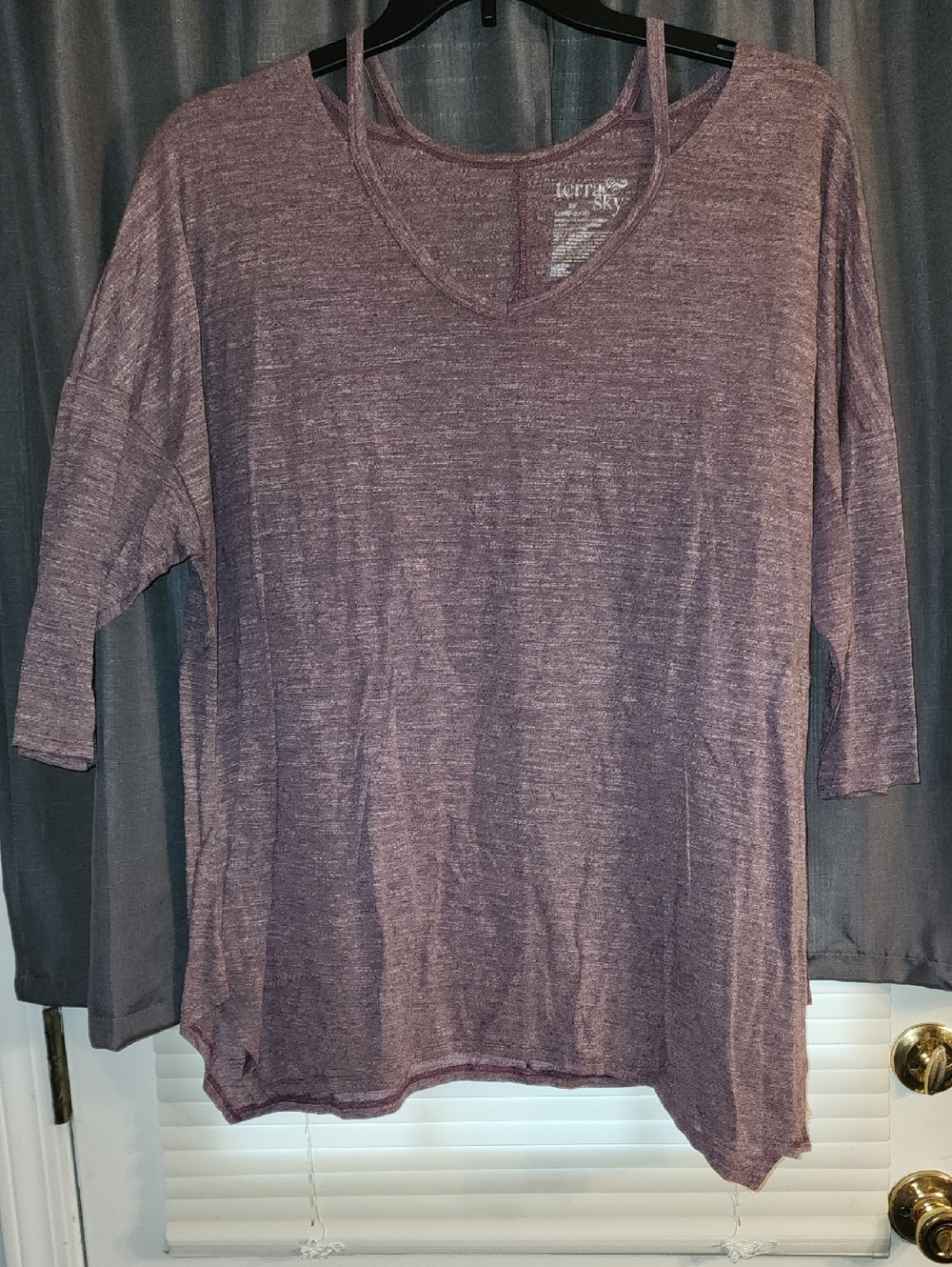 Terra & Sky Purple V-Neck Tunic Top